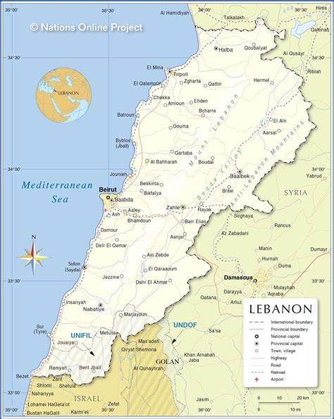 lebanon country map.